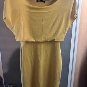 Kenneth Cole Yellow Midi Sheath Dress with Bateau Neckline